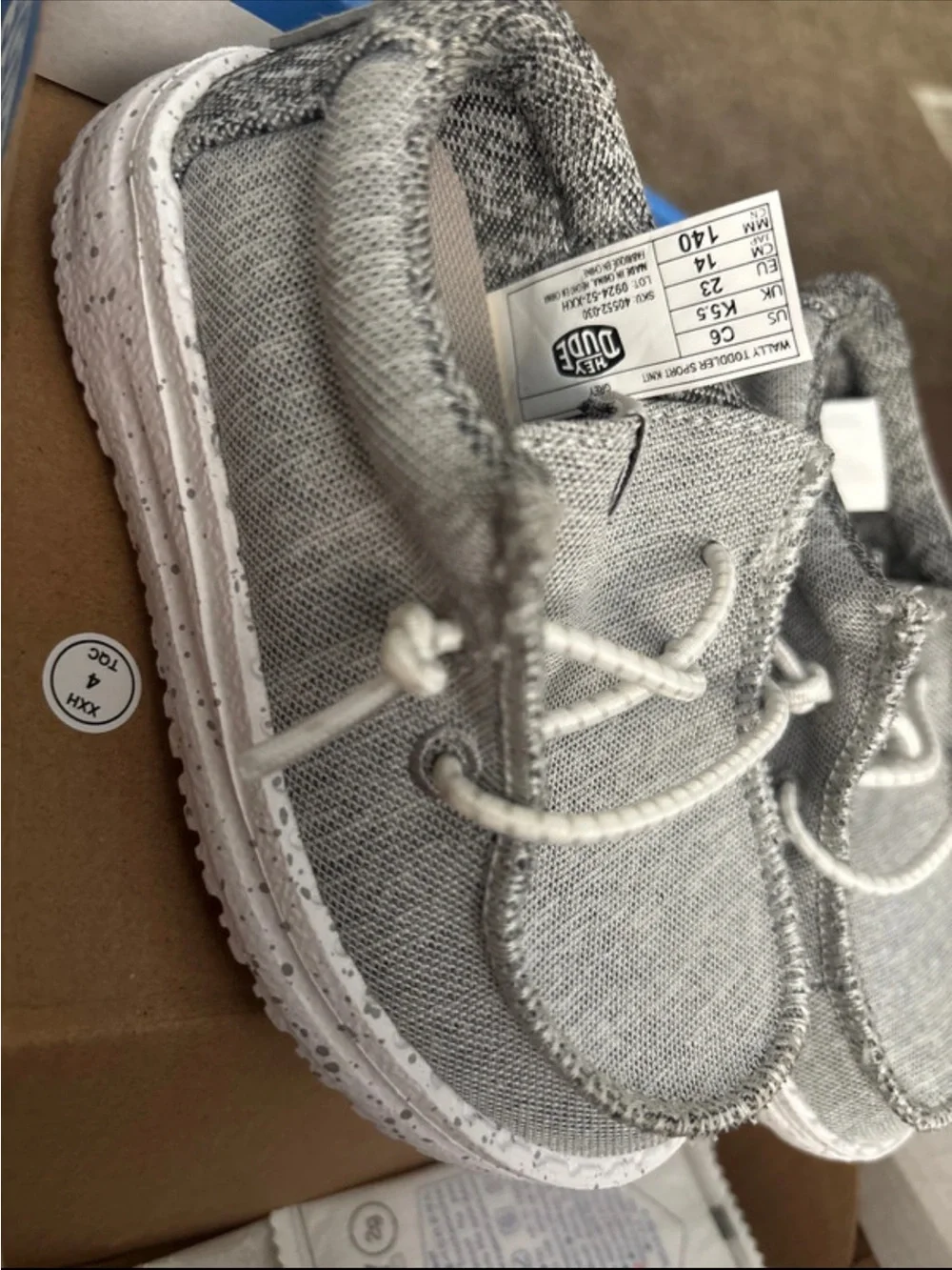 Hey Dude Kids Grey Knit Slip-On Sneakers